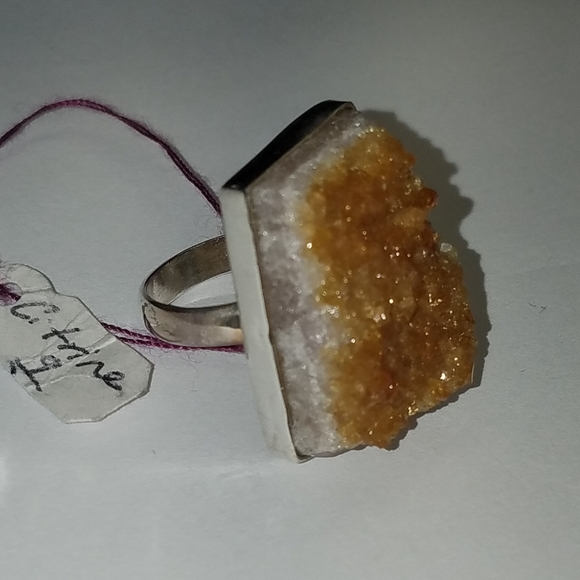 Big natural cut Citrine Ring size 9 - Picture 3 of 7